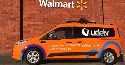 During Walmart and Udelv's pilot program, the autonomous vehicle company will utilize a cargo van custom-made to deliver fresh groceries hand-picked by the grocer's personal shoppers.