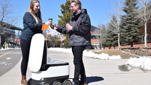 Northern Arizona University students enjoy coffee delivered via robot from Einstein Bros. Bagels.