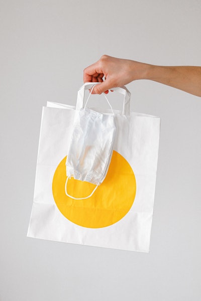 Person Holding Paper Bag And Face Mask 3987245
