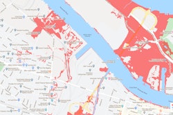 This map image shows different zooms of annual flood risk zones in 2050, and risk zones by water level above the high tide line (measured at Fort Pulaski).