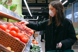 Woman In Face Mask Shopping In Supermarket 3987221