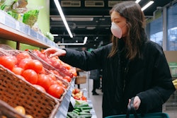Woman In Face Mask Shopping In Supermarket 3987221
