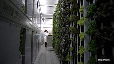 Freight Farms' Greenery S is a modular farming solution designed to use 99% less water than traditional farming methods.