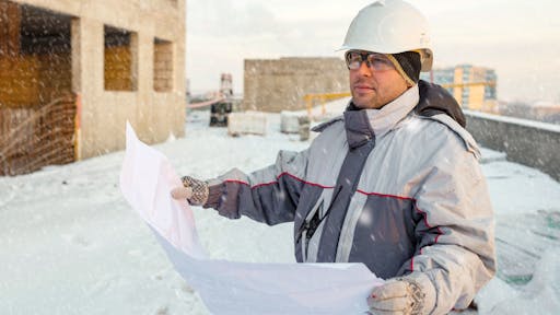 Stock Winter Construction Site