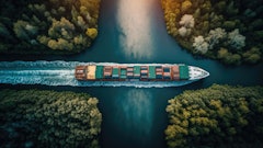 Ocean shipping through channeled waters.