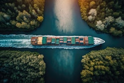 Ocean shipping through channeled waters.