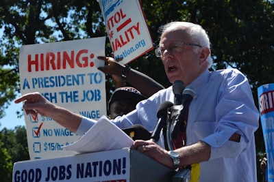 Sen. Sanders stood with hundreds of low-wage workers who have gone on strike for a living wage to fight for a $15 an hour minimum wage.