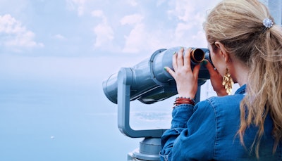 Girl Sea Binoculars Vacation 160514