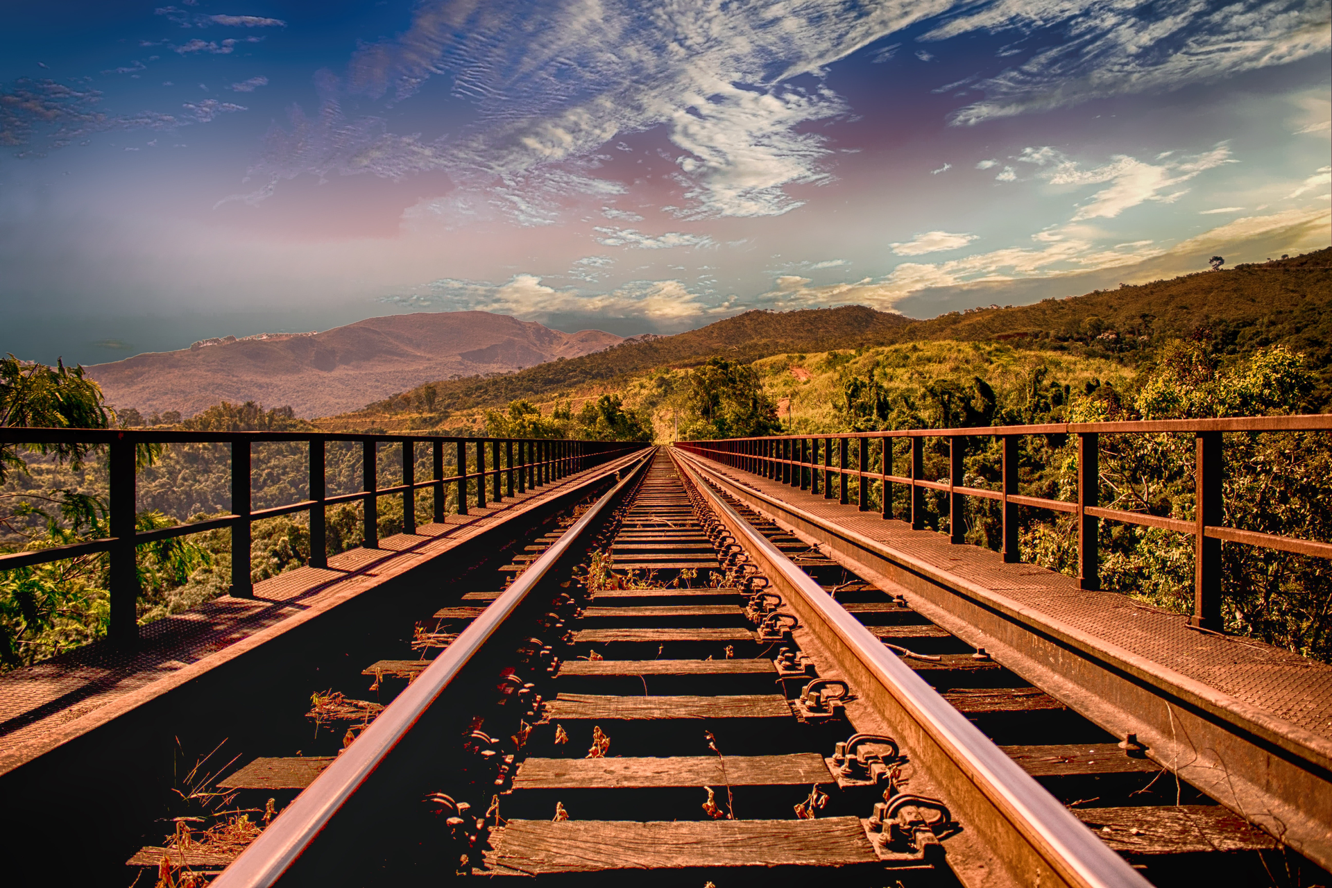 Bridge Clouds Forest 461772