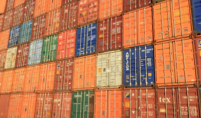 Blue White Orange And Brown Container Van 163726