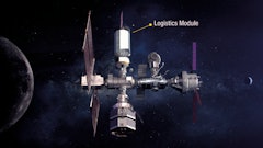 NASA rendering of the lunar outpost, Gateway, showing the Deep Space Logistics module.