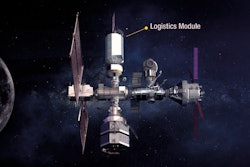 NASA rendering of the lunar outpost, Gateway, showing the Deep Space Logistics module.