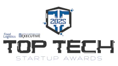 Food Logistics Top Tech Startup Awards 2025 logo with shield emblem