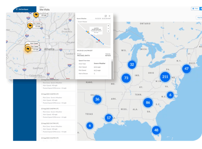 Fleetworthy Drivewyze’s Safety+ Site Visits Map View