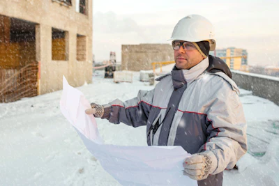 Stock Winter Construction Site