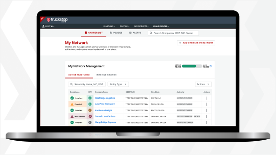 Truckstop Carrier Hub Desktop