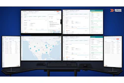 Multiple dashboard screens displaying logistics and fleet management software with Beyond Trucks branding