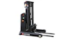 Signode electric stacker forklift with black frame and control panel featuring orange indicators